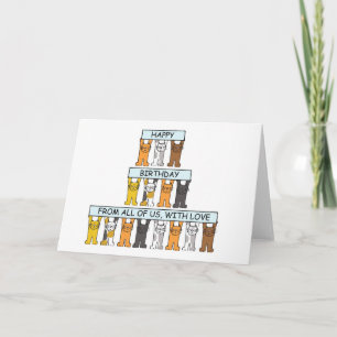 Happy birthday from the Group, Cartoon Cats. Card