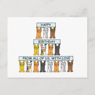 Happy Birthday from the Group Cartoon Cats Postcard