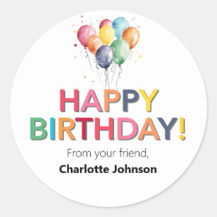 Happy Birthday From Your Friend Stickers Favours