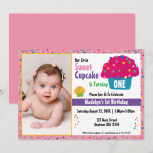 Happy Birthday Frosted Cupcake Sprinkles Invitation