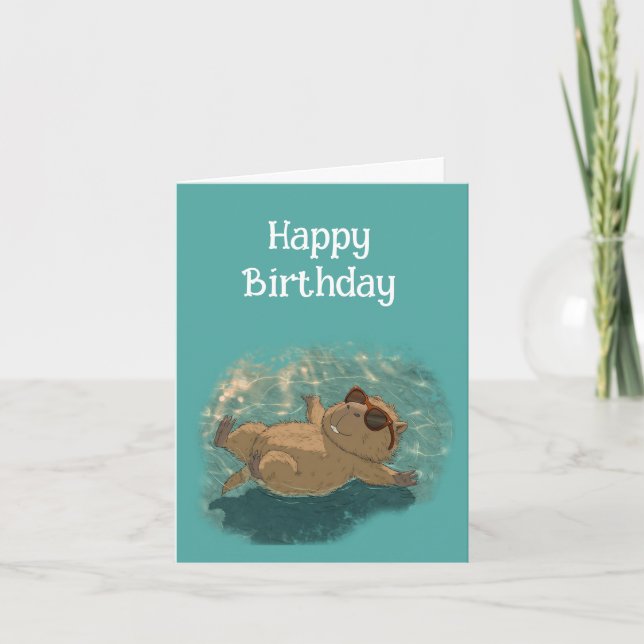 Happy Birthday  Fun Capybara Just Chillin  Thank You Card (Front)
