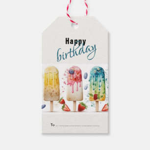 Happy Birthday, Fun Colourful Popsicle Gift Tags