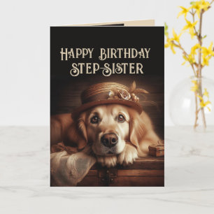 Happy Birthday Fun Dog Step-Sister Card