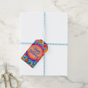 Happy Birthday Fun Floral Colourful Inspirivity Gift Tags