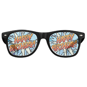 HAPPY BIRTHDAY Fun Modern Comic Book Blue Retro Sunglasses