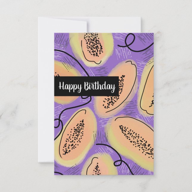 Happy Birthday Fun Papaya Pattern Card (Front)