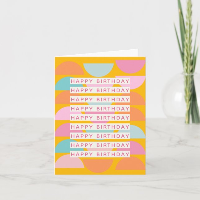 Happy Birthday Fun Playful Retro Vibrant Geometric Card (Front)