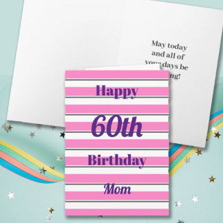 Happy Birthday Fun Pop Bold Pink Stripes Typo Card