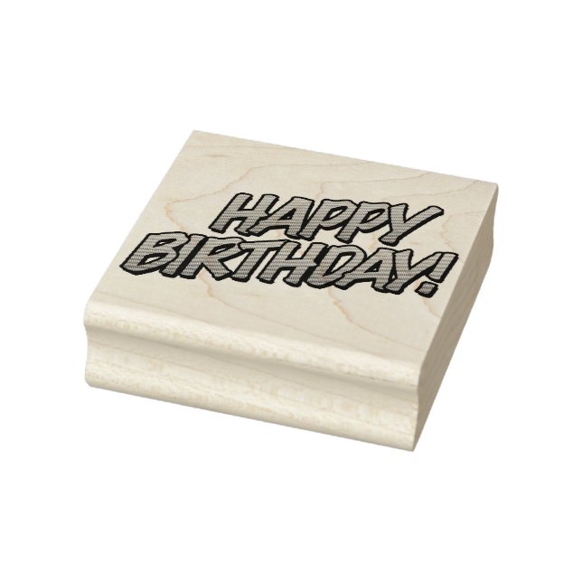 HAPPY BIRTHDAY Fun Retro Comic Book Rubber Stamp (Stamp)