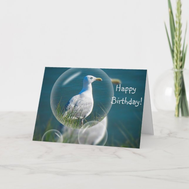Happy Birthday Fun Seagull Card (Front)