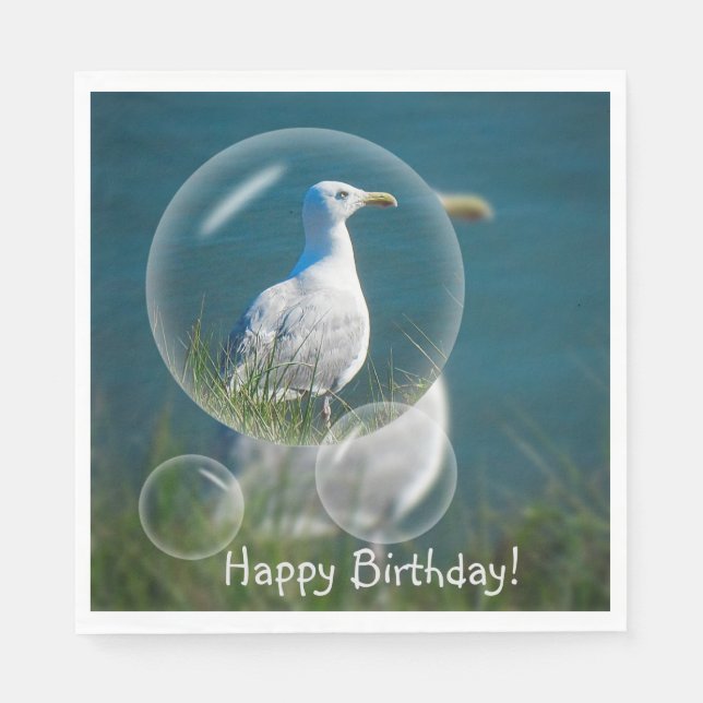 Happy Birthday Fun Seagull Napkin (Front)