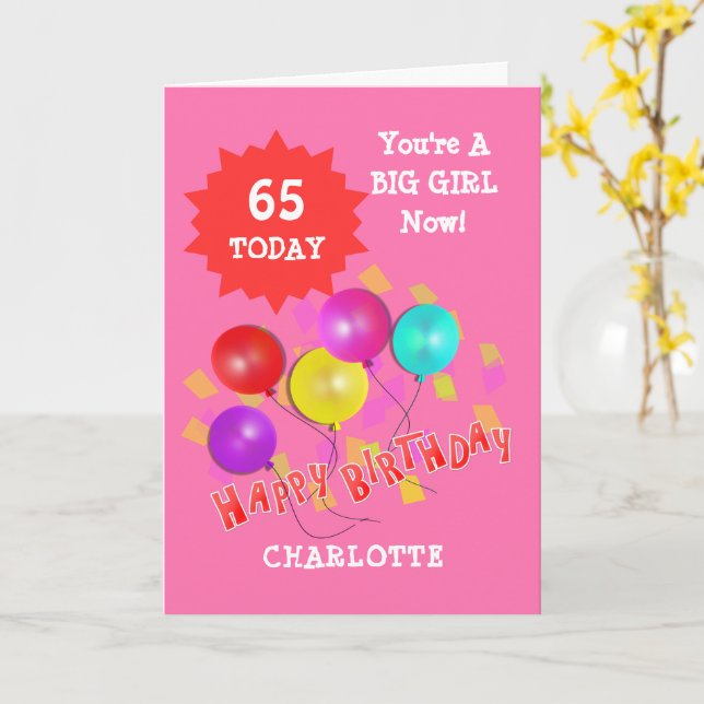 Happy Birthday Funny 65th  Milestone Personalised Card (Yellow Flower)