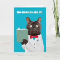 Happy Birthday Funny Cat in Lab Coat With Book