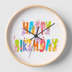Happy Birthday Funny Cat Lover Bday Celebration Clock
