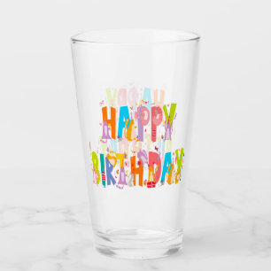 Happy Birthday Funny Cat Lover Bday Celebration Glass