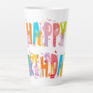 Happy Birthday Funny Cat Lover Bday Celebration Latte Mug