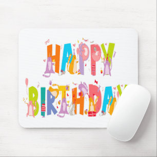 Happy Birthday Funny Cat Lover Bday Celebration Mouse Pad