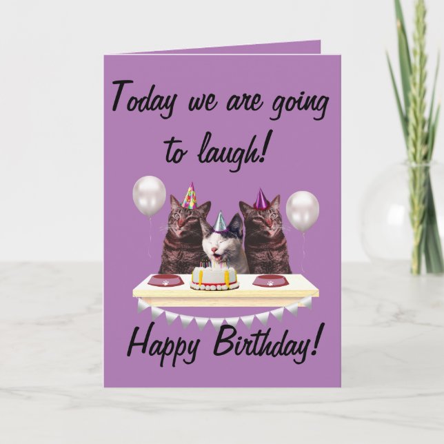 Happy birthday funny cats card (Front)