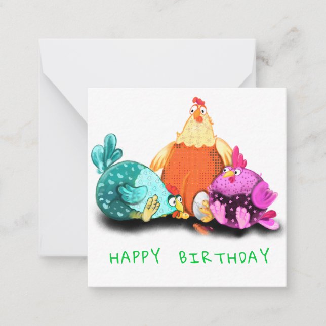 Happy Birthday Funny Chickens Cards - Customisable (Front)