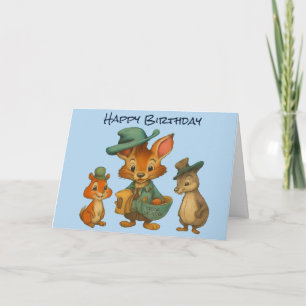 Happy Birthday Funny Cute Cartoon Animal Delivery Card