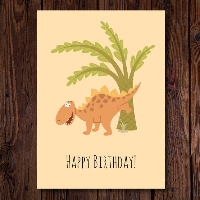 Happy Birthday Funny Dinosaur Dino Peeing Card (Creator Uploaded)
