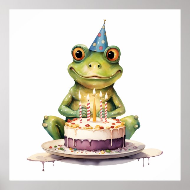 Happy Birthday Funny frog Poster (Front)