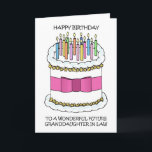 Happy Birthday Future Granddaughter in Law Card<br><div class="desc">A cartoon of a large white birthday cake with a pink bow around it,  accomapnied by the words 'Happy birthday to a wonderful future daughter in law'.</div>