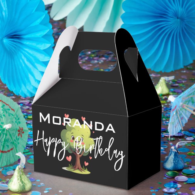 Happy Birthday Gable Favor Box Black Tree Hearts (Party)