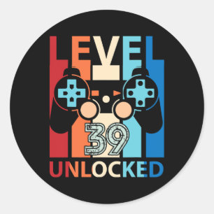 Happy Birthday Gamer Level &#; Years Old Unlocked Classic Round Sticker