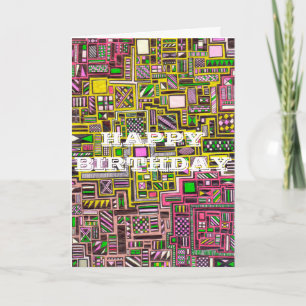 Happy Birthday Geometric shapes pop art punk Card