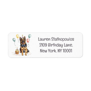 Happy Birthday German Shepherd Dog Return Address Label