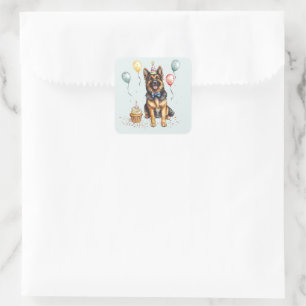 Happy Birthday German Shepherd Dog Square Sticker