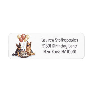 Happy Birthday German Shepherd Dogs Birthday Cake Return Address Label
