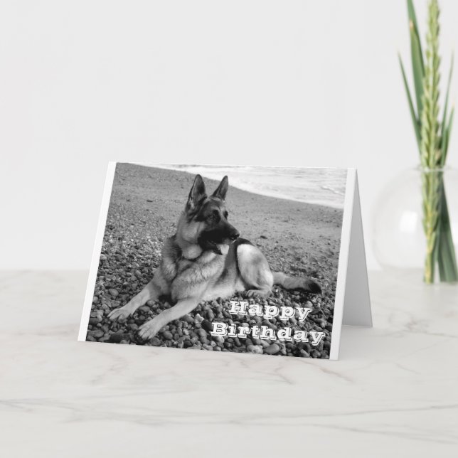 Happy Birthday German Shepherd Puppy Dog Card (Front)
