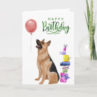 Happy Birthday German Shepherd Watercolor 