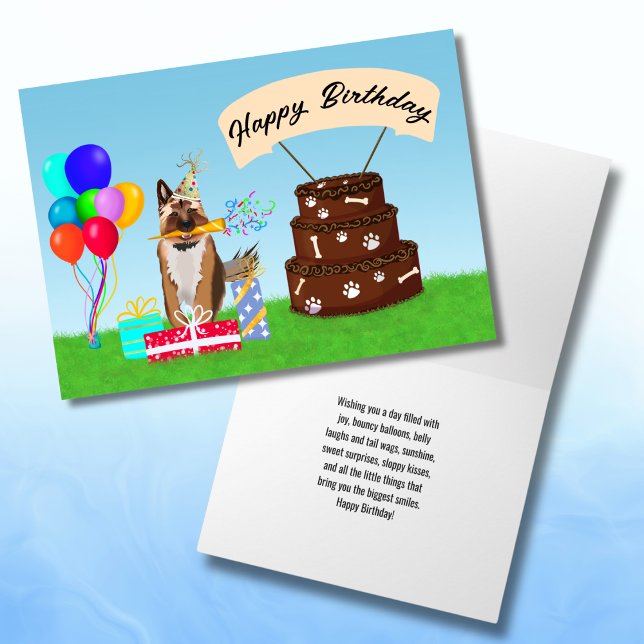 Happy Birthday German Shepherd with Cake Card (Creator Uploaded)