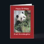 Happy Birthday Giant Panda Great Granddaughter Card<br><div class="desc">This colourful card is part of our "panda" collection, which also includes gift items with photos of giant pandas, such as kindle covers, iPad cases, phone cases, small jewellery boxes, wrapping paper ... This sample says "Great Granddaughter", but you can customise the card and the matching products, to make them...</div>