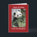 Happy Birthday Giant Panda Great Granddaughter Card<br><div class="desc">This colourful card is part of our "panda" collection, which also includes gift items with photos of giant pandas, such as kindle covers, iPad cases, phone cases, small jewellery boxes, wrapping paper ... This sample says "Great Granddaughter", but you can customise the card and the matching products, to make them...</div>