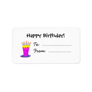 Happy Birthday Giant Pink Cake Custom Labels