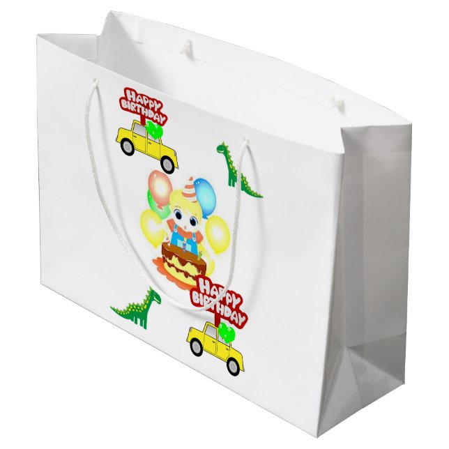 Happy Birthday Gift Bag Alligator (Back Angled)