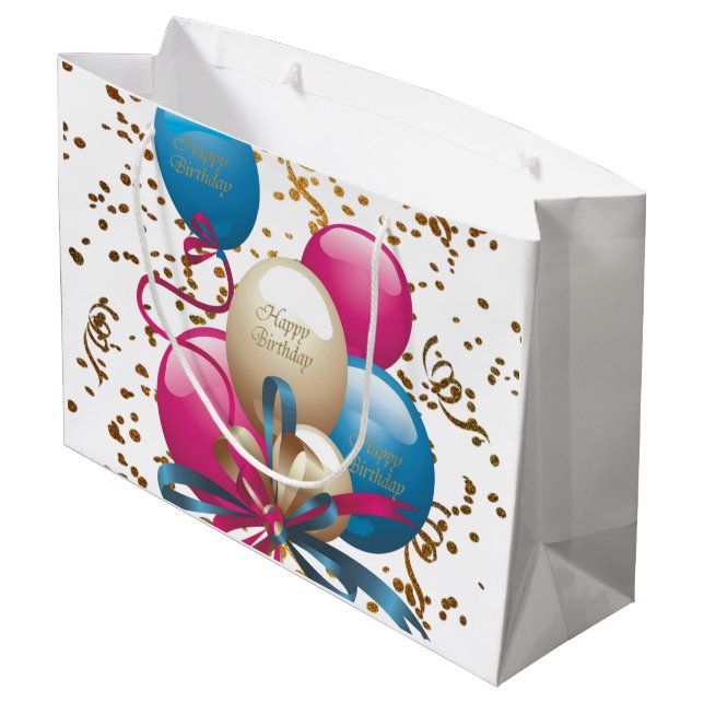 Happy Birthday Gift Bag Balloons (Back Angled)