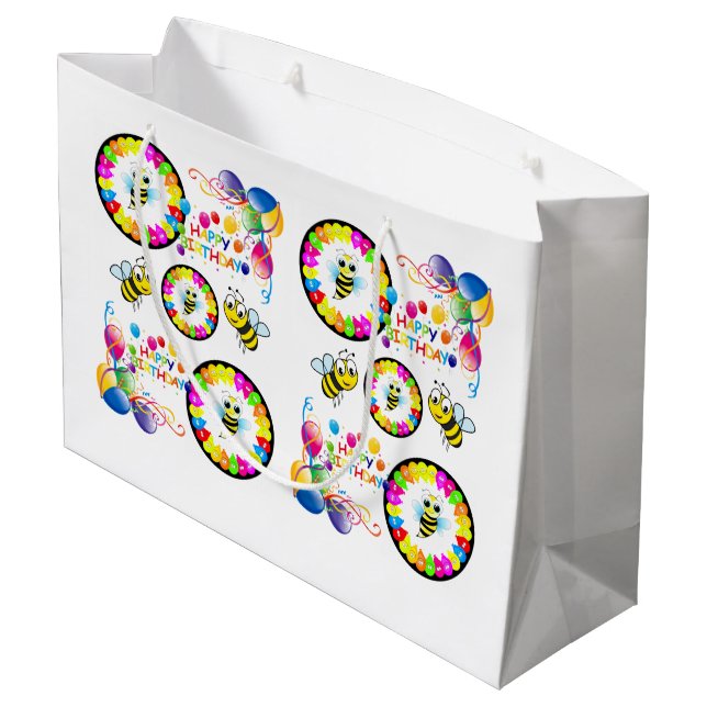 Happy Birthday Gift Bag Bumblebee (Back Angled)