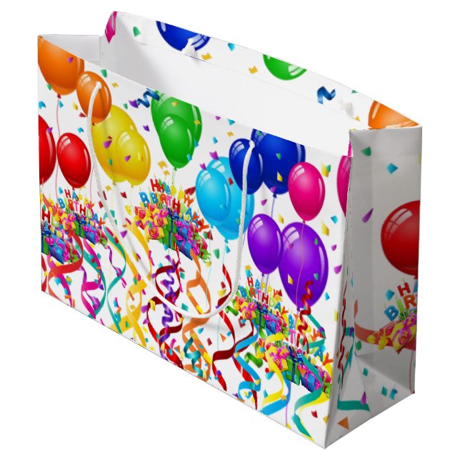 Happy Birthday Gift Bag Confetti Balloons (Back Angled)