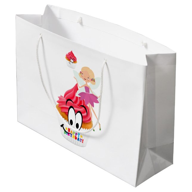 Happy Birthday Gift Bag Fairy Cupcake (Back Angled)
