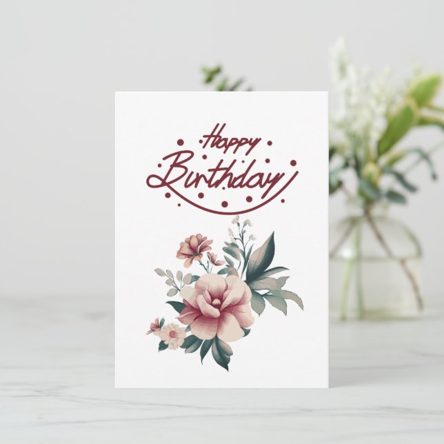 Happy Birthday Gift Card with White Background (Standing Front)