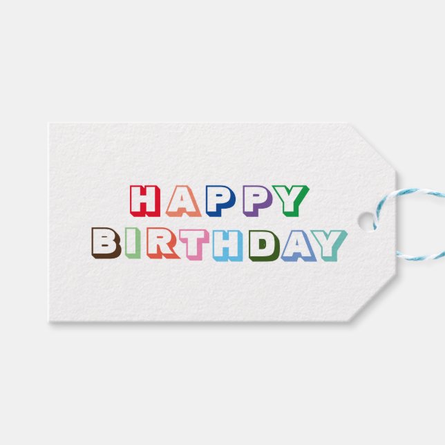 Happy Birthday Gift Tag (Front (Horizontal))