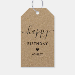 Happy Birthday Gift Tags, Birthday Tags, Kraft Gift Tags