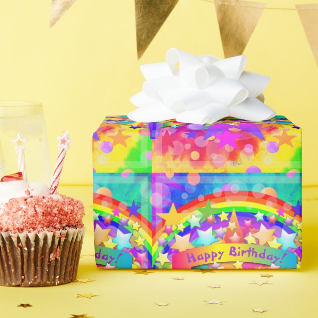Happy Birthday Gift Wrap Rainbow HAMbyWG (Birthday Party)