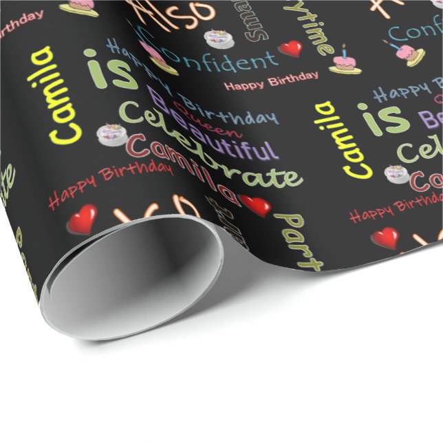 Happy Birthday Gift Wrapping Paper Camila (Roll Corner)