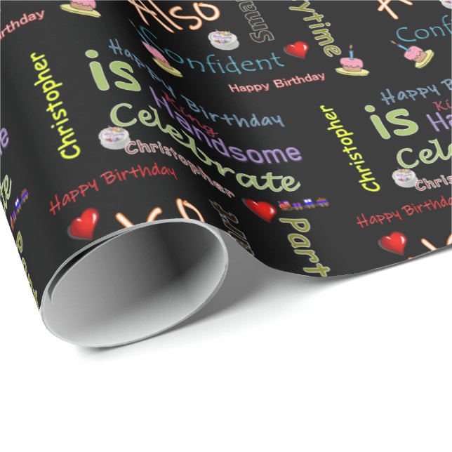 Happy Birthday Gift Wrapping Paper Christopher (Roll Corner)